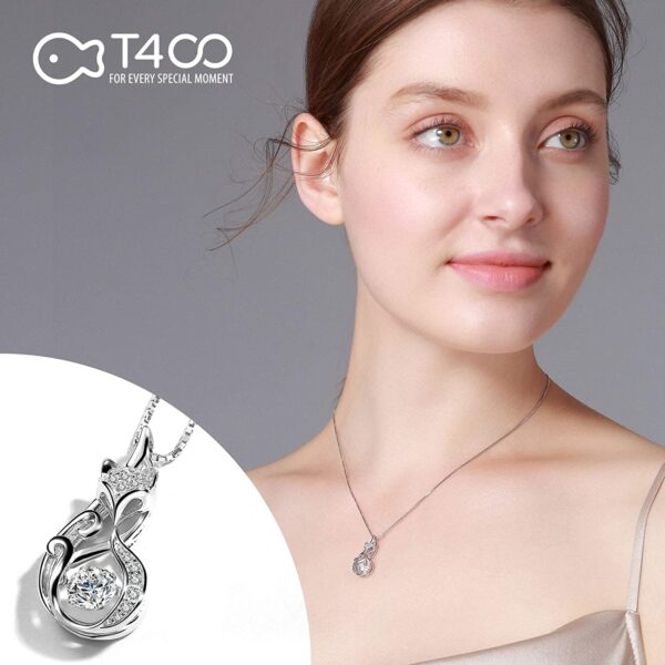 Dancing Diamond Stone, Fox Pendant, Necklace, Sterling Silver Jewelry